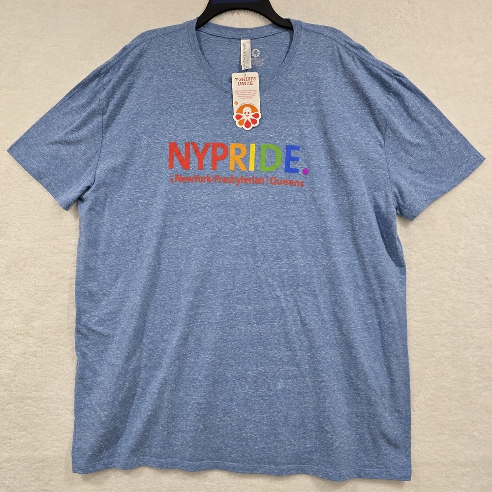 NY Pride T-shirt 2XL LGBTQ Healthcare‎ Equality Leader Blue Short Sleeve Queens
